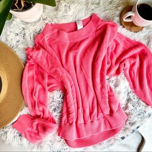 BARBIE PINK Batwing Sweater Slouchy Sleeve Pullover Sweatshirt Crop Oversized